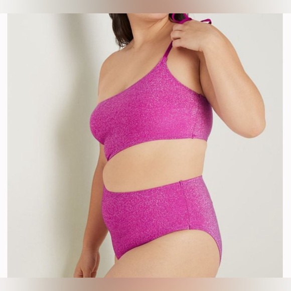 NEW PINK Victoria’s Secret Shimmer One Shoulder Pink One-Piece Swimsuit … - Picture 3 of 5